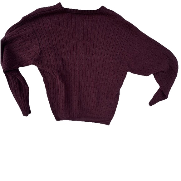 IZOD Cotton CASHMERE BURGUNDY SWEATER SZ L Crewneck, Cableknit Men's Vintage - Picture 2 of 7